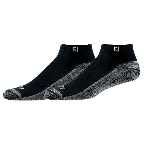 FootJoy ProDry Low Cut w/FJ logo at ankle Mens Socks - Black - 2 Pair Per Pack - Golf Country Online