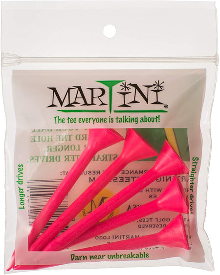 Martini Golf 3-1/4" Durable Plastic Tees 5-Pack(PINK) - Golf Country Online