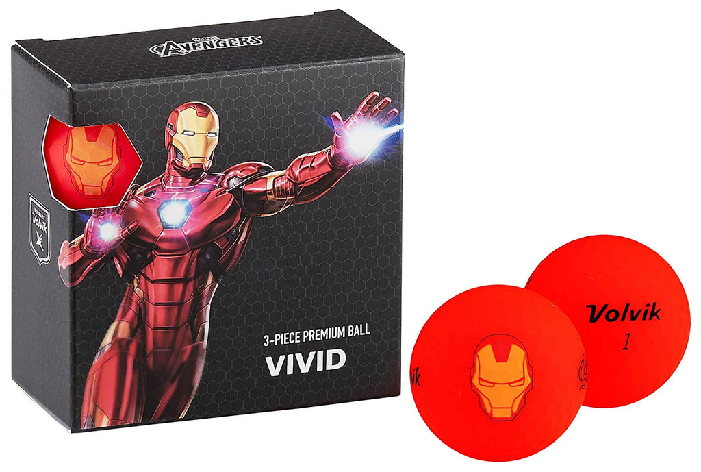 Volvik Vivid Marvel Iron Man Golf Balls 4 Pack - Golf Country Online