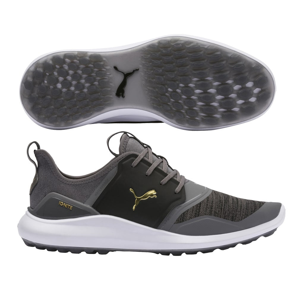 PUMA IGNITE NXT LACE GOLF SHOES (QUIET SHADE-TEAM GOLD-BLACK) 192225 02 - Golf Country Online