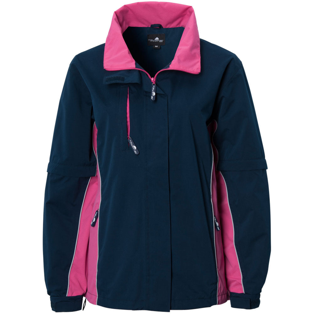 The Weather Company Ladies Microfiber Rain Jacket Navy/Pink - Golf Country Online